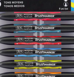 Набор маркеров Brushmarker Winsor & Newton 6 штук, средние оттенки