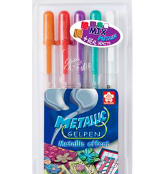 Набор гелевых ручек Sakura Gelly Roll Metallic 5 цветов (металлик+белая)