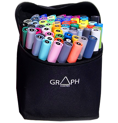 Большой набор Graphmaster спиртовых маркеров в пенале купить 63 цвета