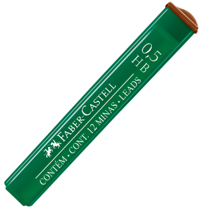 Набор грифелей для механического карандаша Faber-Castell Polymer 12 штук в кейсе толщина 0.5 мм, HB