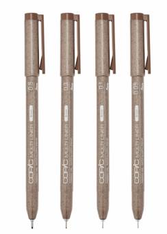 Набор капиллярных линеров Copic Multiliner 4 штуки коричневого цвета (0.05 - 0.5 мм)
