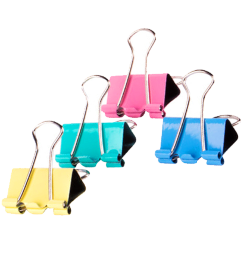 Зажимы для бумаги или скетчбука Office Space 12 штук размер 25 мм (пастельные цвета)