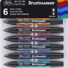Набор маркеров Brushmarker Winsor & Newton 6 штук, насыщенные оттенки купить маркер-кисть в художественном магазине Скетчинг Про с доставкой по РФ и СНГ