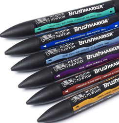 Набор маркеров Brushmarker Winsor & Newton 6 штук, насыщенные оттенки