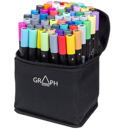 Набор спиртовых маркеров Graphmaster Bag Set 63 Advanced в фирменном пенале (продвинутый)