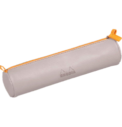 Пенал Rhodia Rhodiarama круглый на молнии из искусственной кожи, серебряный