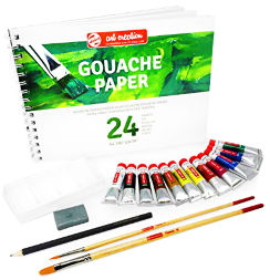Набор красок гуашь Art Creation Gouache Combi Set Royal Talens для рисования 12 цветов в тубах по 12 мл + альбом А4 + аксессуары