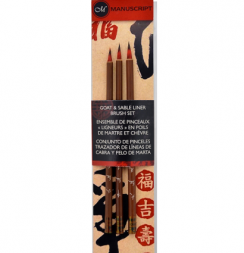 Набор кистей-лайнеров для каллиграфии Manuscript Chinese Calligraphy микс 3 шт блистер