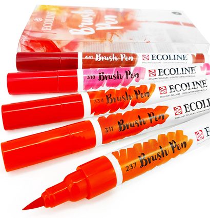 Акварельные маркеры Ecoline Brush Pen в наборе 5 Red (красные)