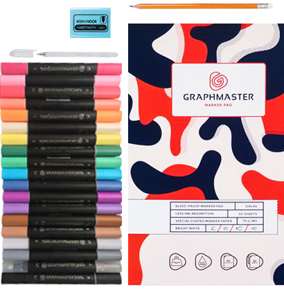 Набор маркеров "Art & Sketch Box" / 20 маркеров Graphmaster
