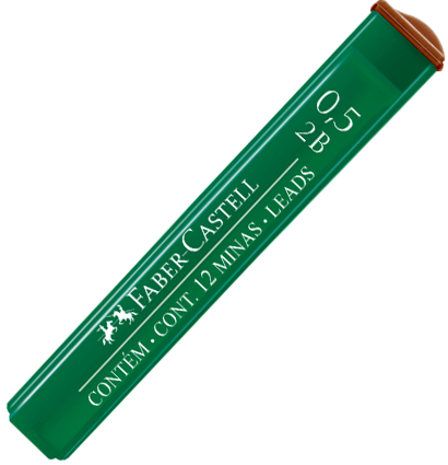 Набор грифелей для механического карандаша Faber-Castell Polymer 12 штук в кейсе толщина 0.5 мм, 2B