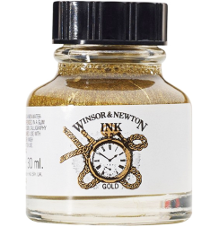 Тушь Winsor&Newton Ink 283 "Золотой металлик" для рисования и каллиграфии