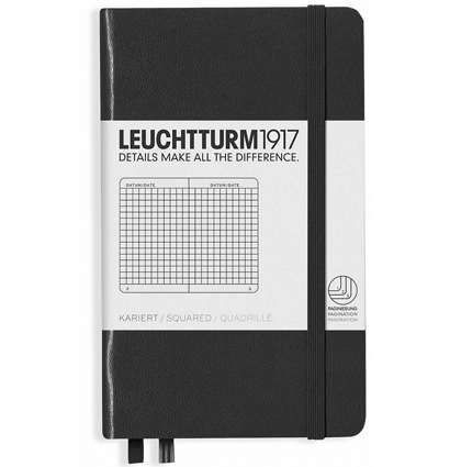 Записная книжка Leuchtturm «Pocket» A6 в клетку черная 187 стр.
