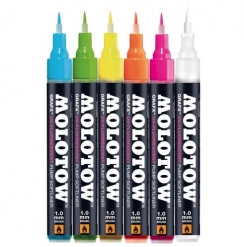 Набор маркеров с кистью Molotow GRAFX "УВ-Флюоресцентные" 6 шт