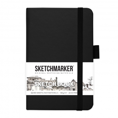 Скетчбук Sketchmarker черный с твердой обложкой А6 / 80 листов / 140 гм