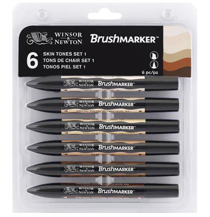 Набор маркеров Brushmarker Winsor & Newton 6 штук, оттенки кожи