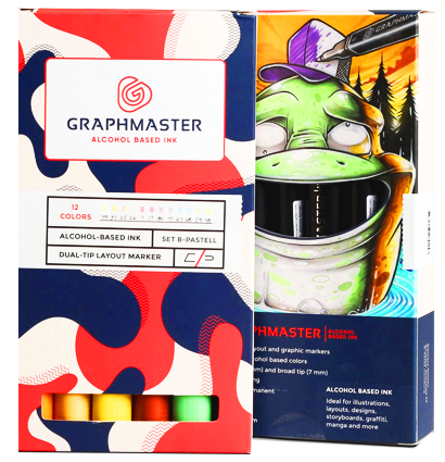 Graphmaster 12 набор спиртовых маркеров купить пастельные цвета