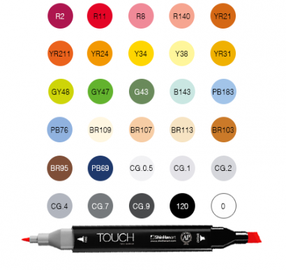  Набор маркеров Touch Twin для онлайн-курса Жени Липатовой «Скетч.Текстуры» 30 цветов
