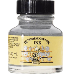 Тушь Winsor&Newton Ink 616 "Серебро металлик" для рисования и каллиграфии