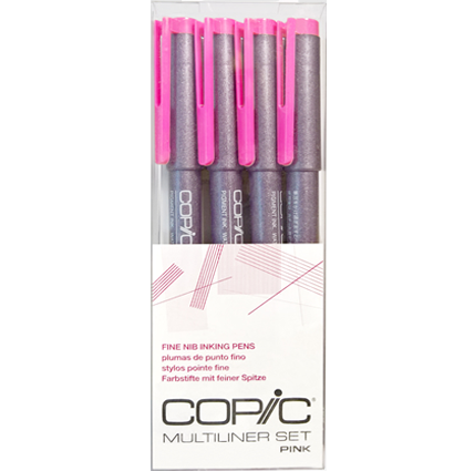 Набор капиллярных линеров Copic Multiliner 4 штуки розового цвета (0.05 - 0.5 мм)