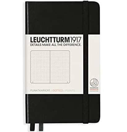 Записная книжка Leuchtturm «Pocket» A6 в точку черная 187 стр.