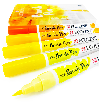 Акварельные маркеры Ecoline Brush Pen в наборе 5 Yellow (желтые)
