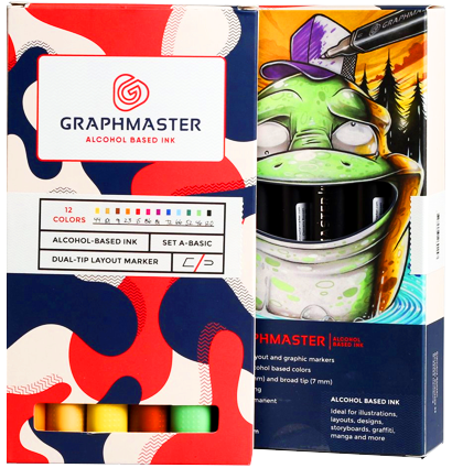 Graphmaster набор 12 спиртовых маркеров для рисования купить