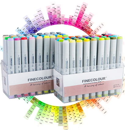 Большой набор маркеров Finecolour Sketch 72 цвета для скетчей в кейсе