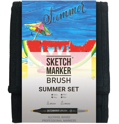 Набор маркеров Sketchmarker Brush / Скетчмаркер Браш "Summer - Лето" 12 цветов в сумке