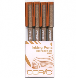 Набор капиллярных линеров Copic Multiliner 4 штуки сепия (0.05 - 0.5 мм)