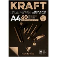 Альбом для эскизов Kraft ClaireFontaine черная и крафт-бумага А4 / 60 листов / 90 гм