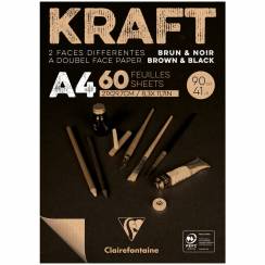 Альбом для эскизов Kraft ClaireFontaine черная и крафт-бумага А4 / 60 листов / 90 гм