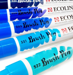 Акварельные маркеры Ecoline Brush Pen в наборе 5 Blue (синие)