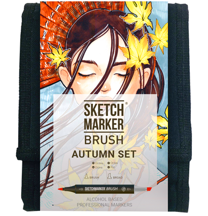 Набор маркеров Sketchmarker Brush / Скетчмаркер Браш "Autumn - Осень" 12 цветов в сумке