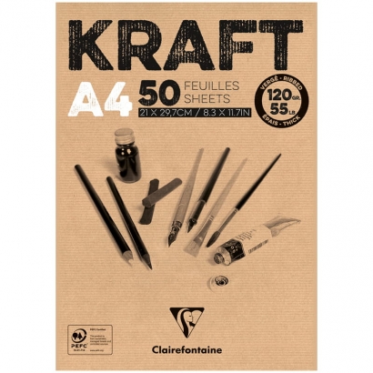 Альбом для эскизов Kraft ClaireFontaine крафт-бумага верже А4 / 50 листов / 120 гм