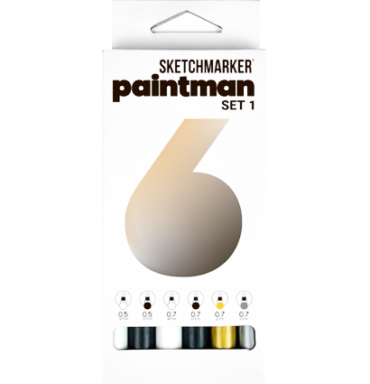 Набор перманентных маркеров Sketchmarker Paintman 6 цветов "Set 1"