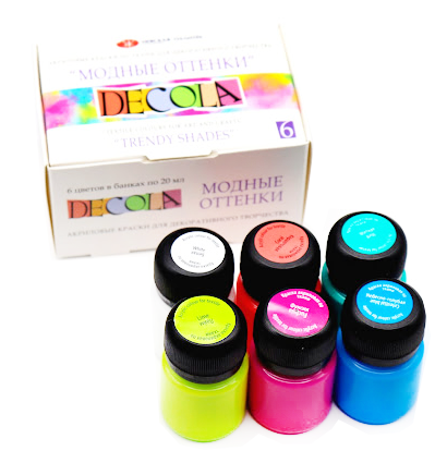 Краски по ткани Decola "Модные оттенки" набор 6 цветов по 20 мл