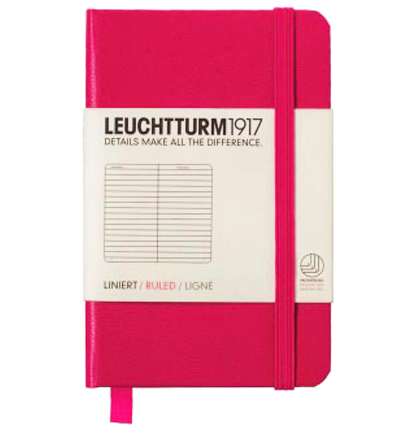 Записная книжка Leuchtturm «Pocket Mini» A7 в линейку фуксия 171 стр.