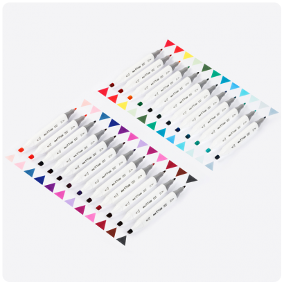 Набор двусторонних маркеров для скетчинга MESHU 24 основных цвета