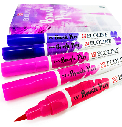 Акварельные маркеры Ecoline Brush Pen в наборе 5 Violet (фиолетовые)