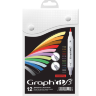 Набор маркеров для рисования Graph'it Brush 12 в фирменном кейсе (основные цвета) Графит маркеры с кистью купить в магазине Проскетчинг