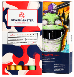 Набор спиртовых маркеров Graphmaster Box Set 12 Skin в кейсе (телесные)