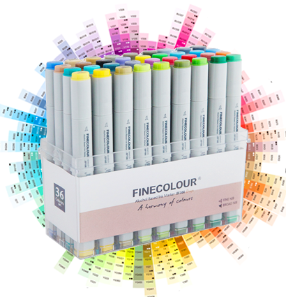 Набор маркеров Finecolour Sketch 36 цветов для скетчей в фирменном кейсе