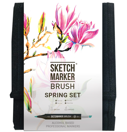 Набор маркеров Sketchmarker Brush / Скетчмаркер Браш "Spring - Весна" 12 цветов в сумке