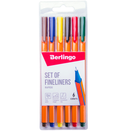 Набор капиллярных линеров Berlingo Rapido Fineliner 6 цветов толщина пера 0.4 мм
