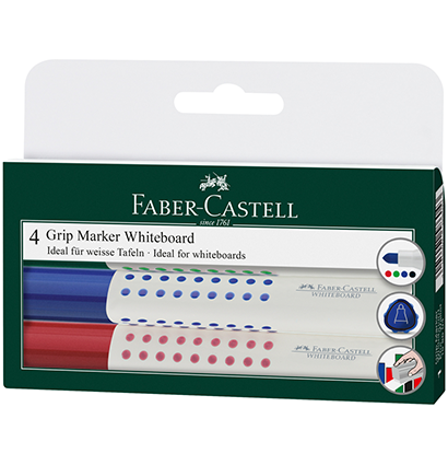 Набор перезаправляемых маркеров для магнитных досок Faber-Castell Whiteboard Grip 1583  (4 цвета)