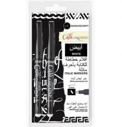 Набор маркеров для каллиграфии Manuscript CalliCreative Metallic белые перо-долото