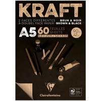 Альбом для эскизов Kraft ClaireFontaine черная и крафт-бумага А5 / 60 листов / 90 гм