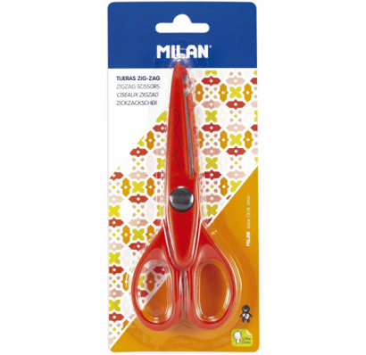 Ножницы фигурные Milan Zigzag с красными ручками, длина 16 см