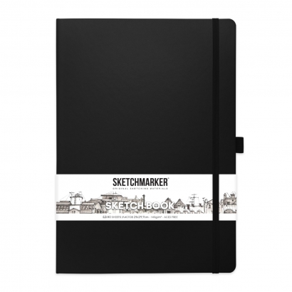 Скетчбук Sketchmarker черный с твердой обложкой А4 / 80 листов / 140 гм